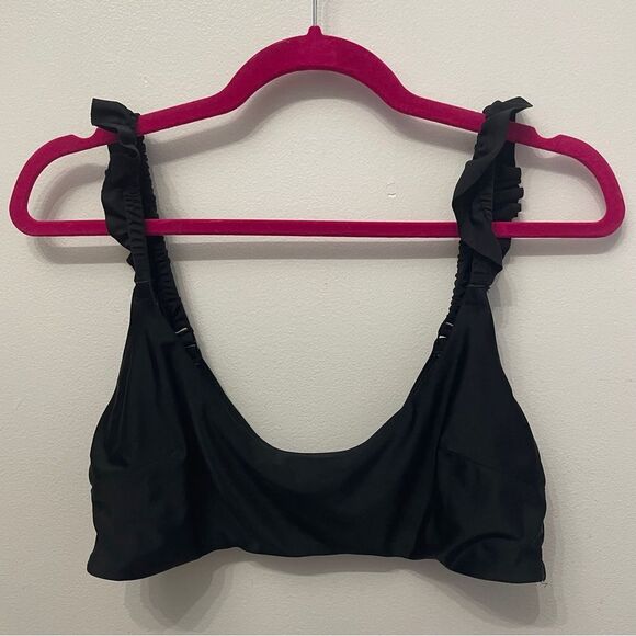 Aerie Swim Top Ruffle Bralette XL women’s Black Color - Picture 1 of 7